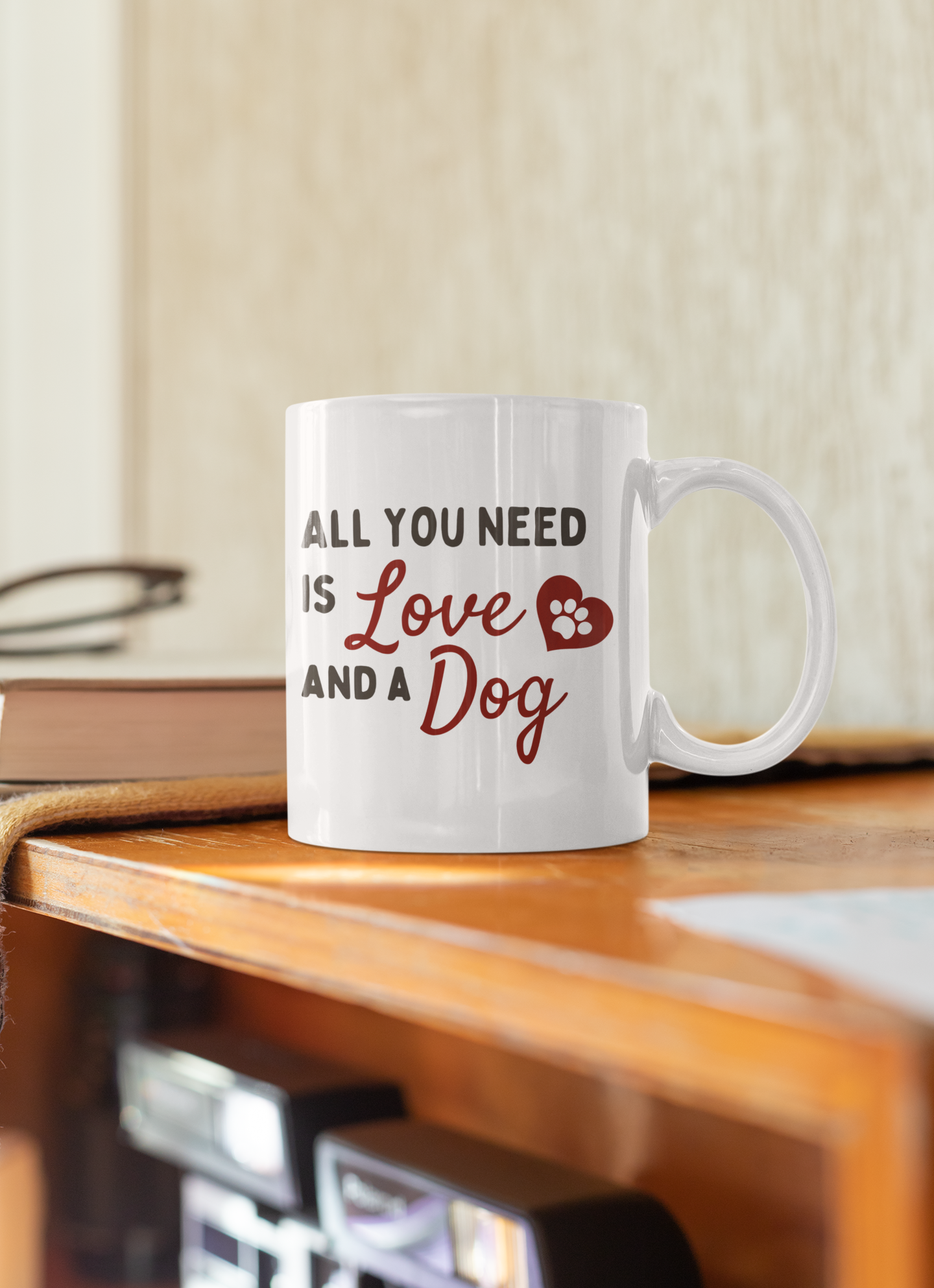 Love and a Dog - White glossy mug