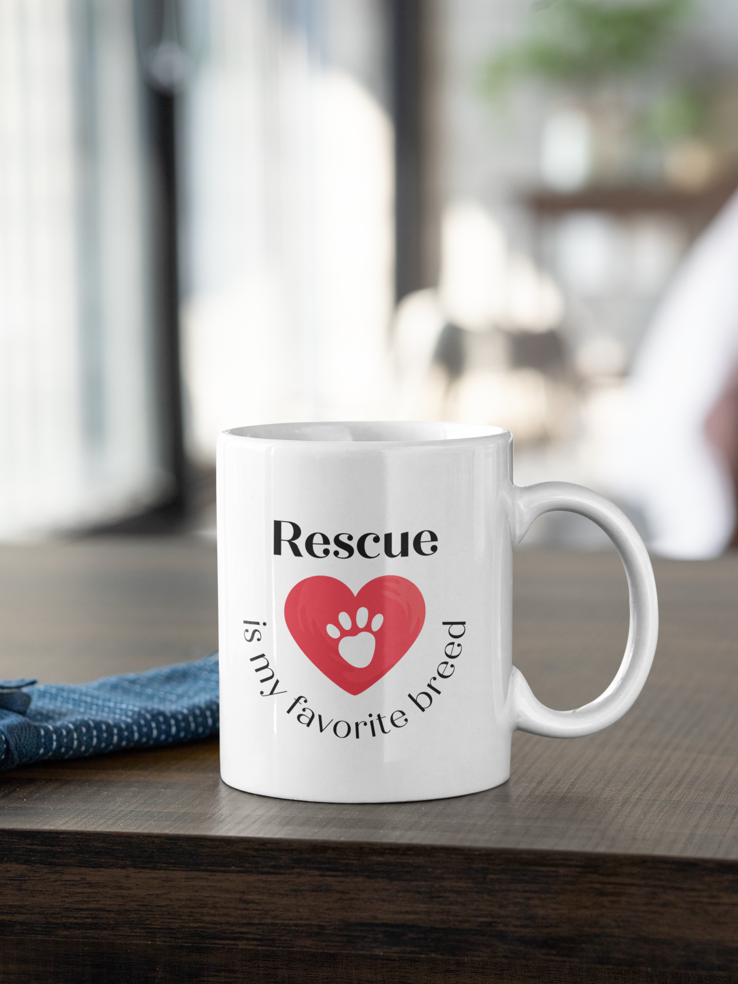 Rescue Is My Favorite Breed - White glossy mug