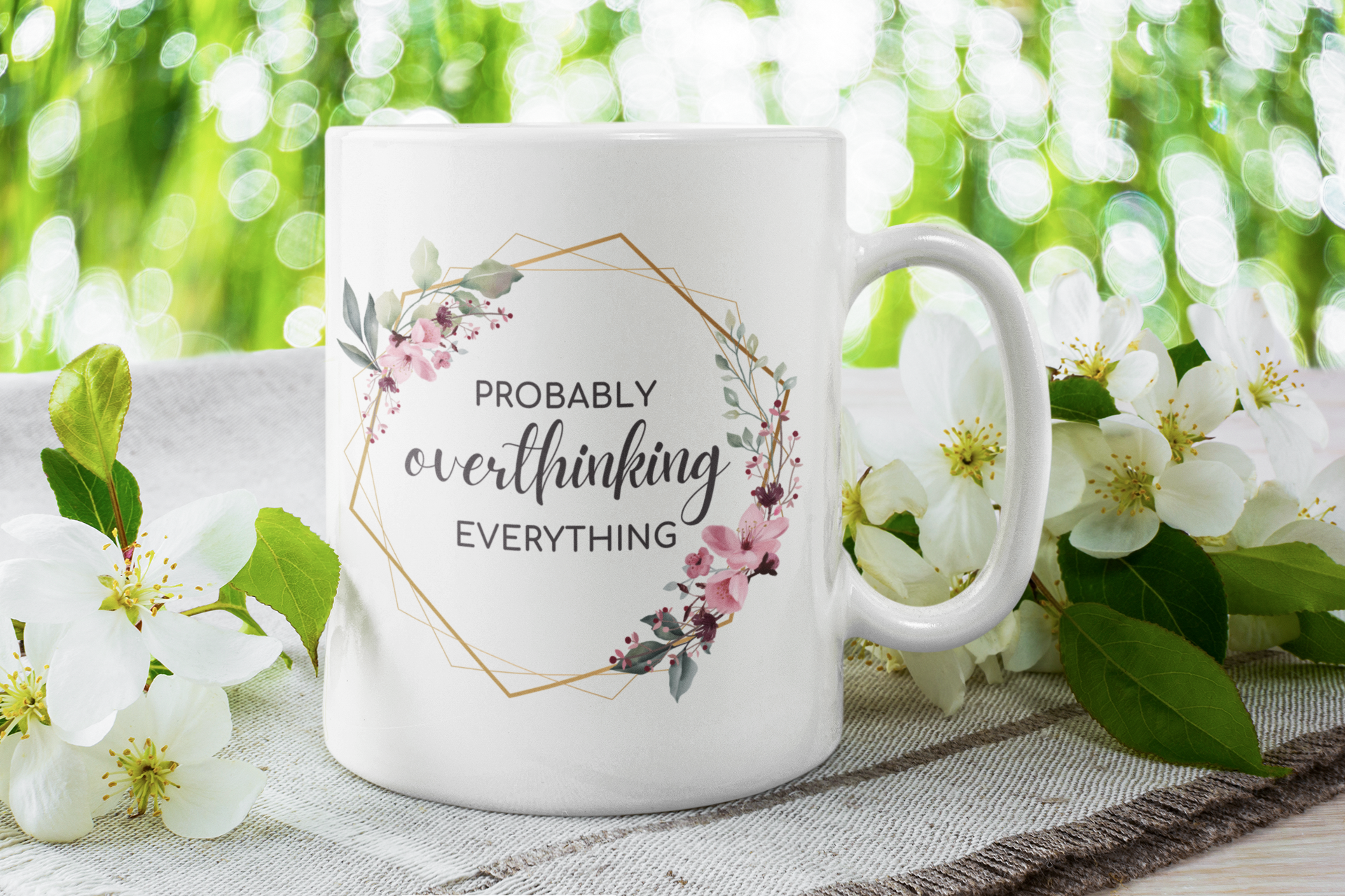 Probably Overthinking - White glossy mug