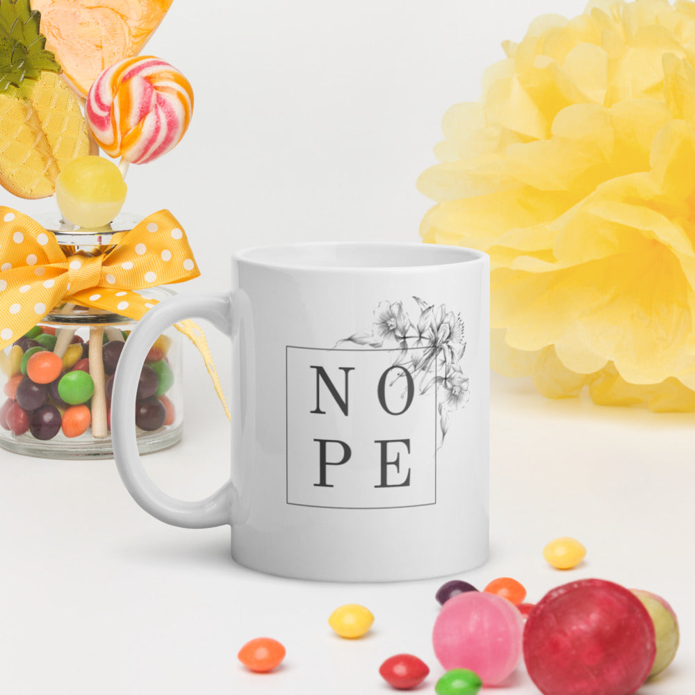 Nope- White glossy mug
