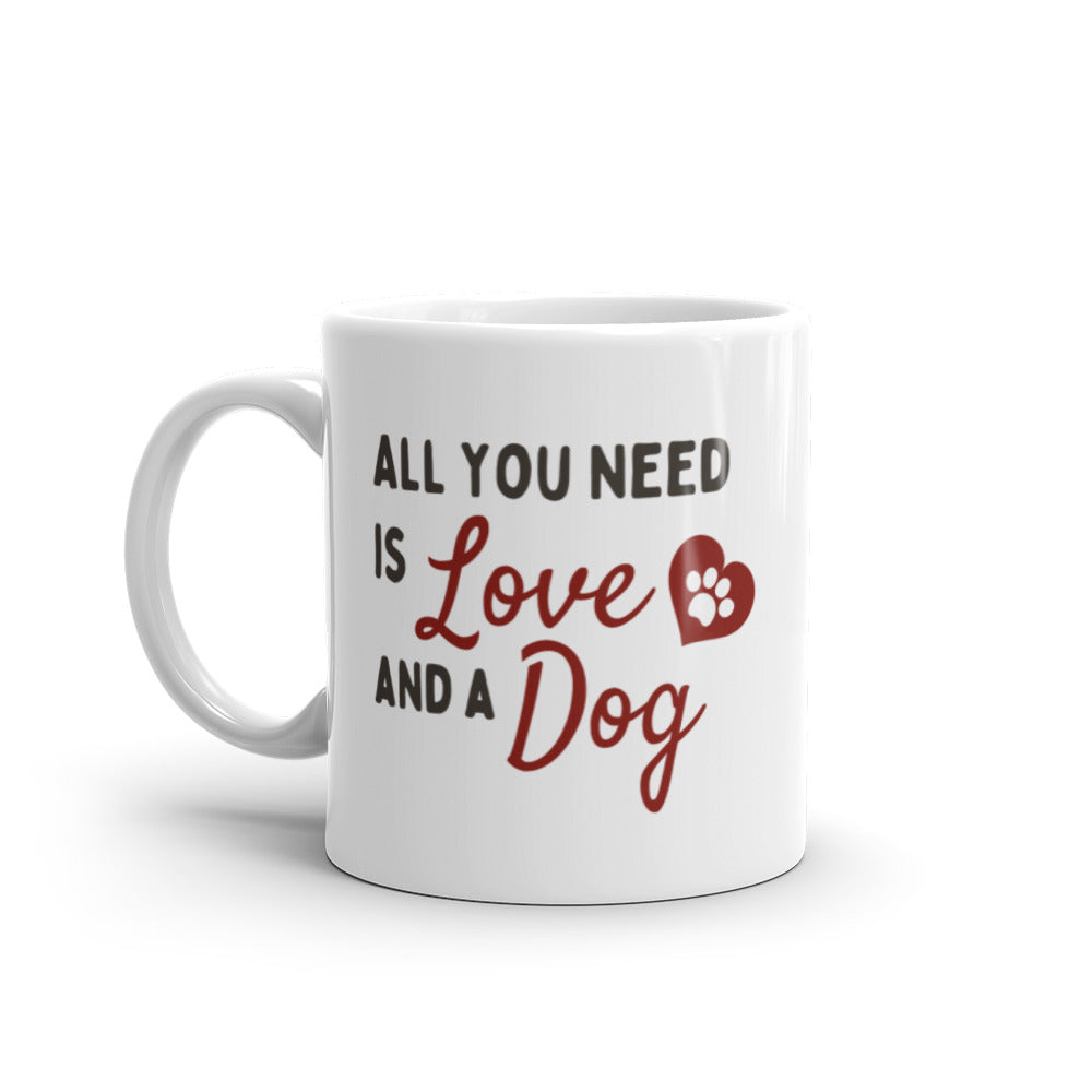 Love and a Dog - White glossy mug
