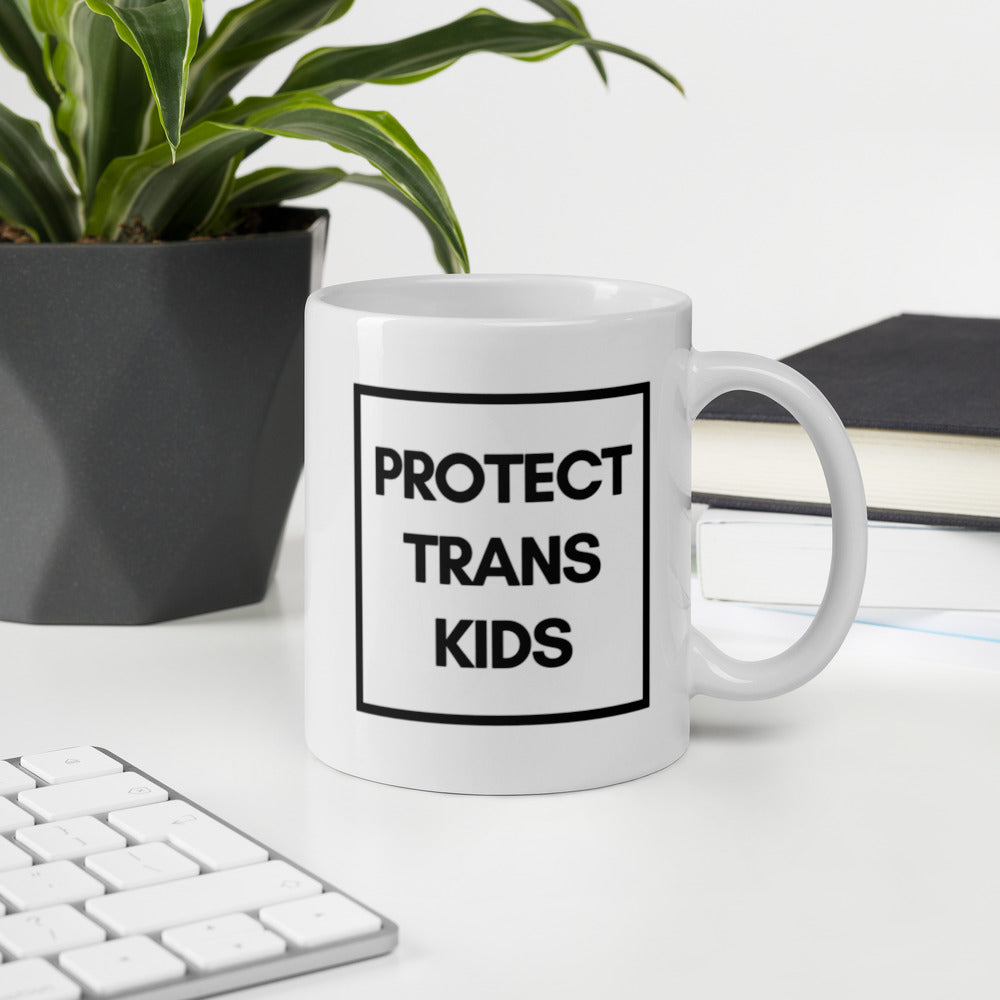 Protect Trans Kids - White glossy mug