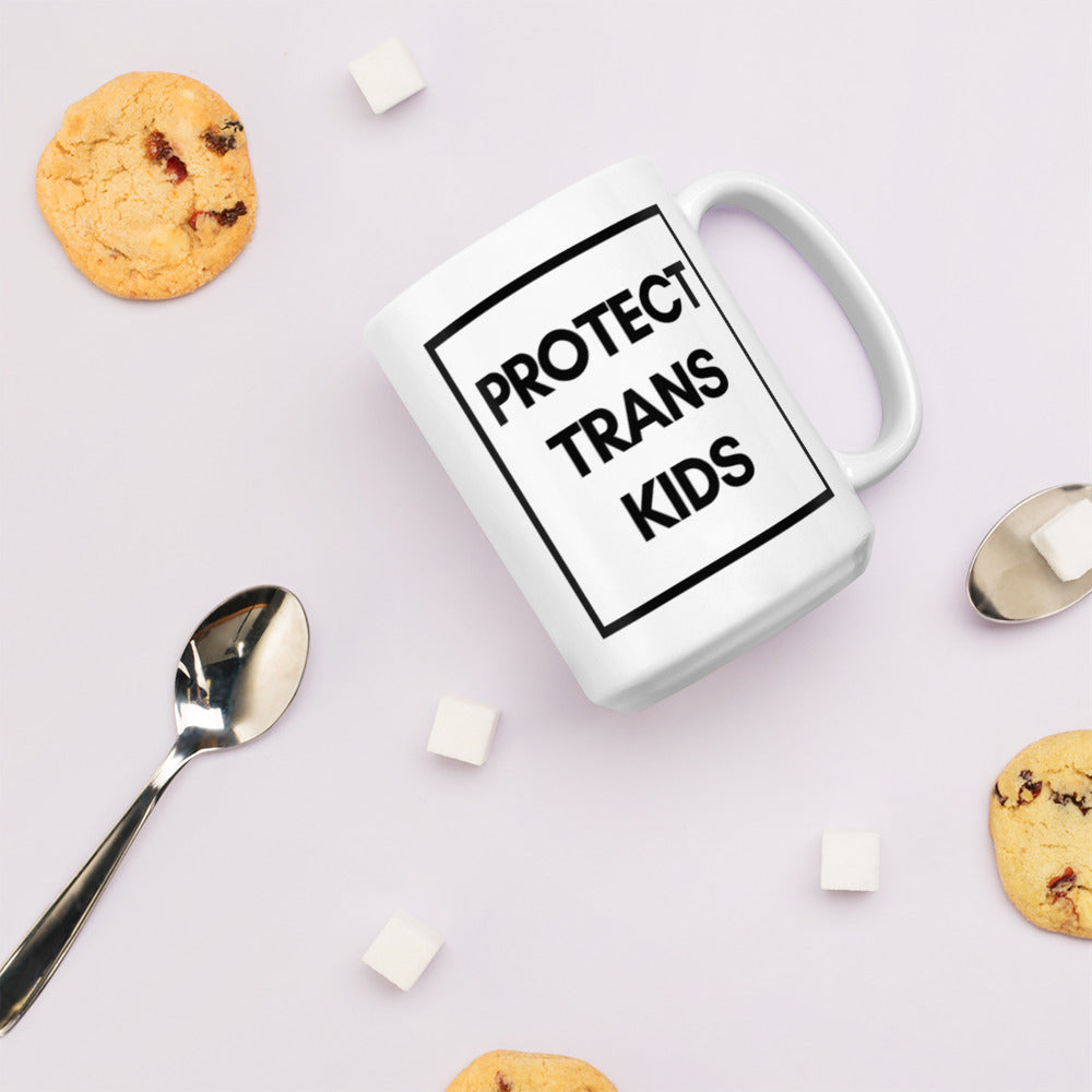 Protect Trans Kids - White glossy mug