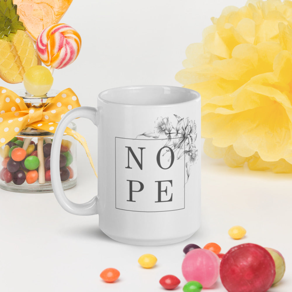 Nope- White glossy mug