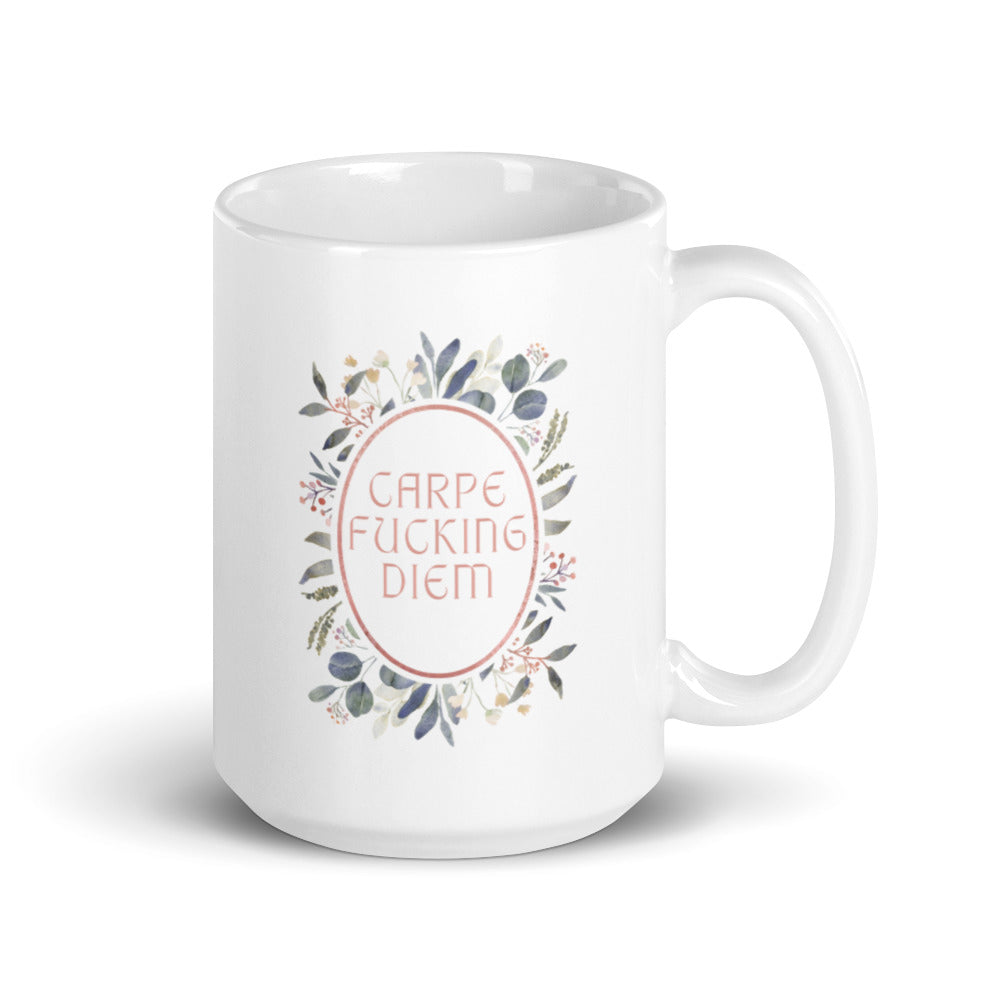 Carpe F* Diem - White glossy mug