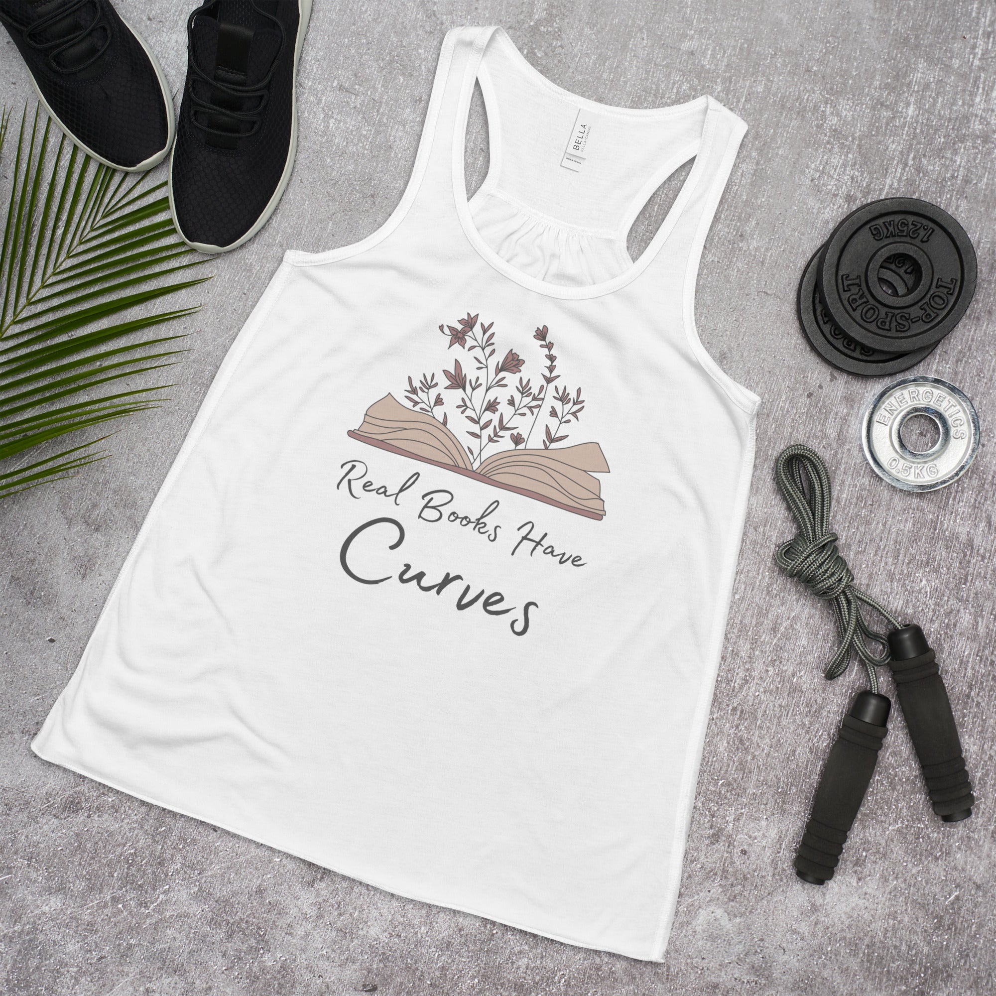 Real Books Have Curves - Women's Flowy Racerback Tank