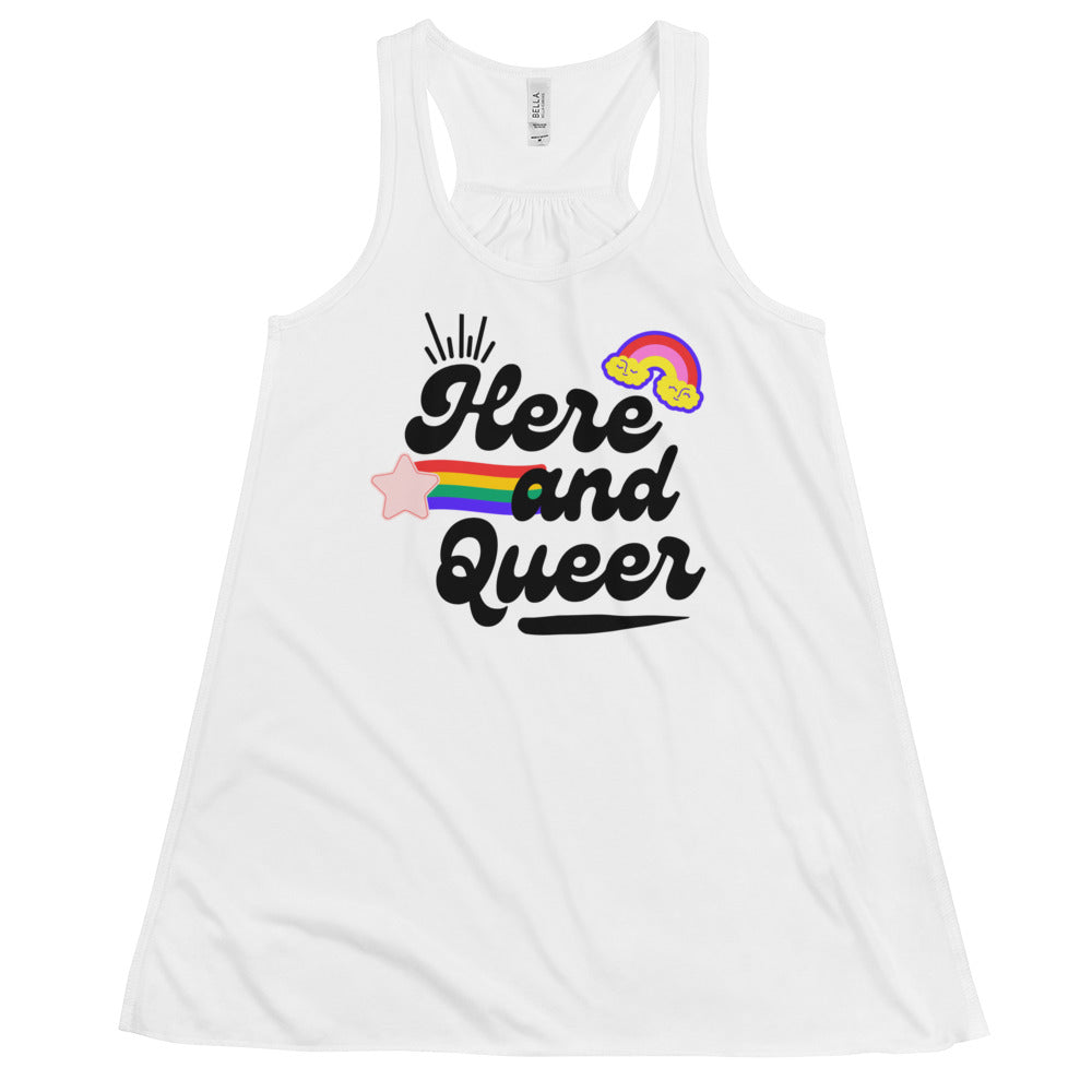 Here and Queer - Women's Flowy Racerback Tank